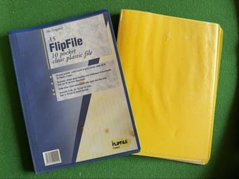 Two A5 Blue and yellow Flexible Pocket  Cover Display Books.