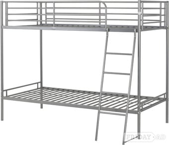 BRANDON BUNK BED FRAME AND BUDGET MATTRESSES - SILVER