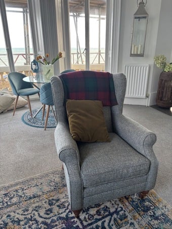 Beautiful Plush Light Blue Armchair (Excellent Condition)