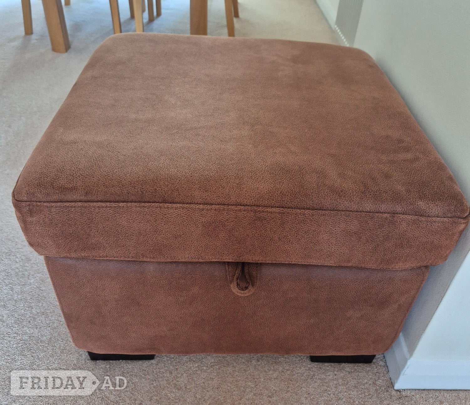 Brown sofa, armchair and footstool