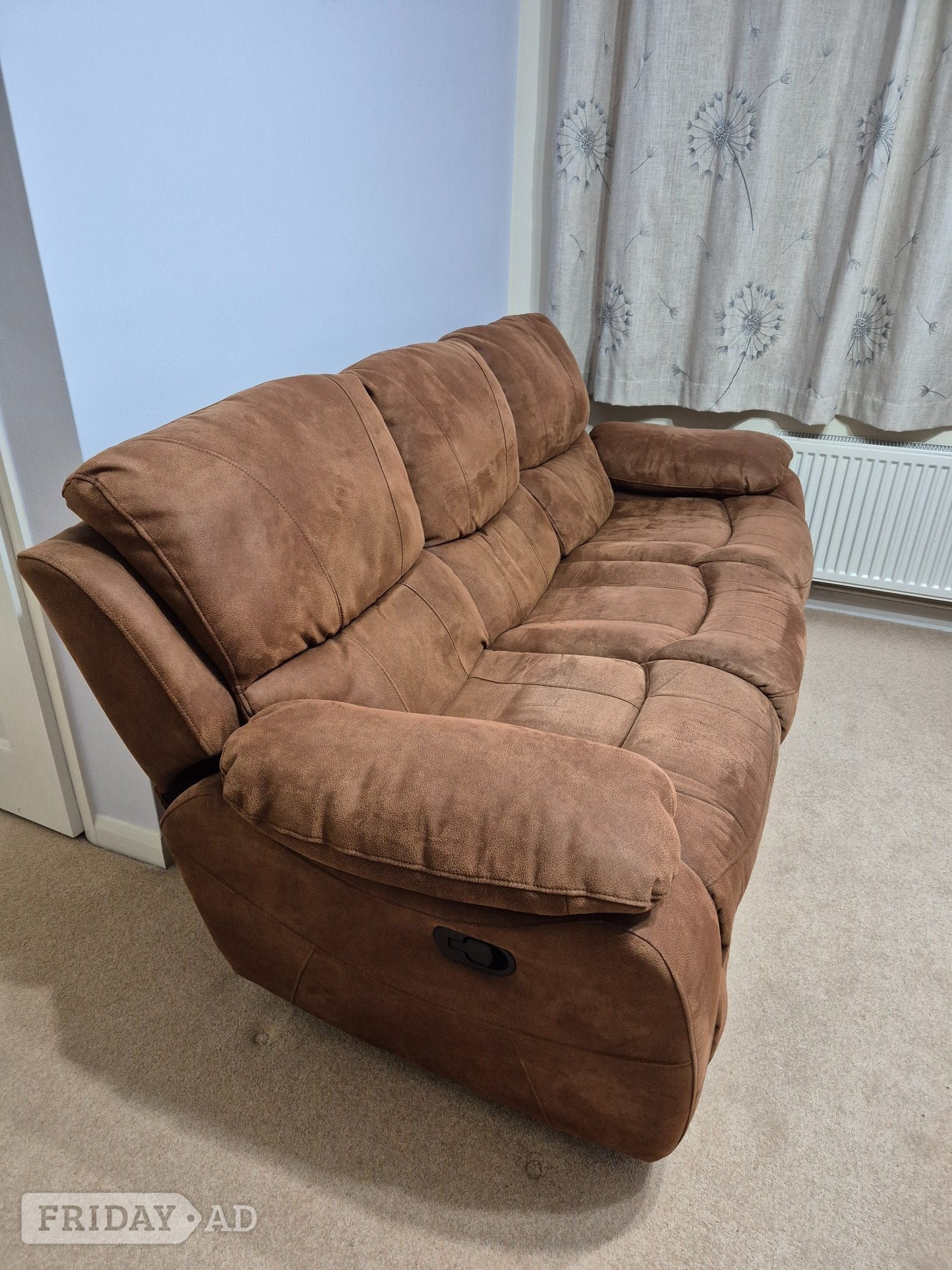 Brown sofa, armchair and footstool - Furniture in Horsham