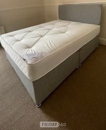 King size apollo mattress with divan base and headboard 