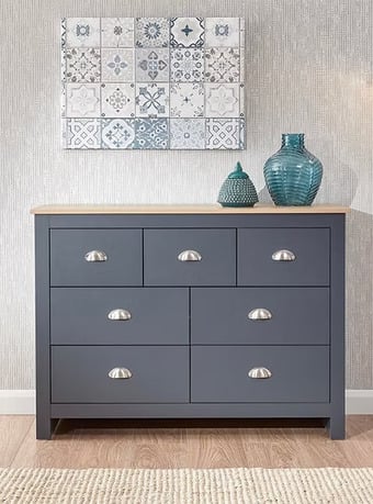 Lancaster 3 + 4 Drawer Merchants Chest Drawer Chest - BLUE