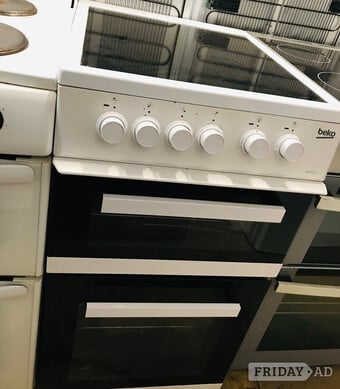 Beko 50cm wide electric cooker with double oven & dual grill elec