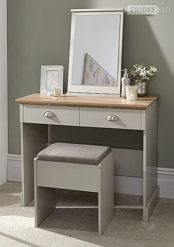 KENDAL DRESSING TABLE WITH STOOL -GREY