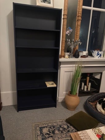 Blue Wooden Bookcase with 4 Shelves (Excellent Condition)