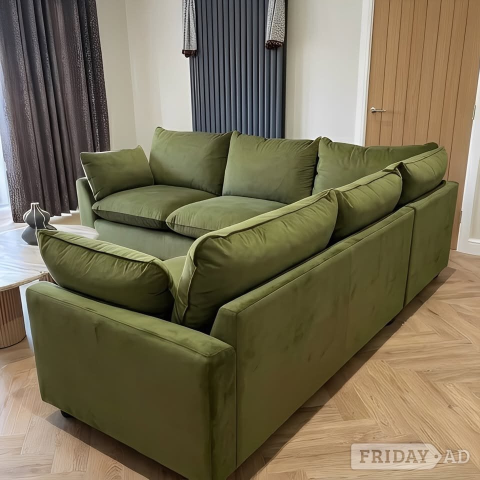 London Olive Green 5 Seater 5x Seater Corner Sofa / Brand New 