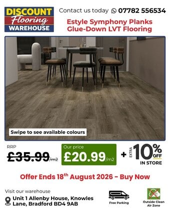 Estyle Symphony Planks Glue-Down LVT Flooring | £20.99/m²