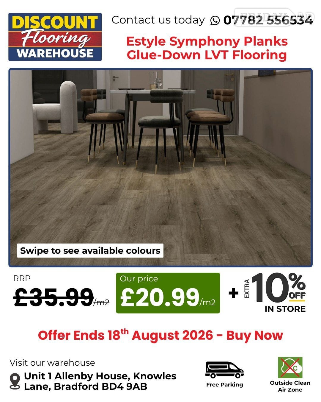 Estyle Symphony Planks Glue-Down LVT Flooring | £20.99/m² in Bradford
