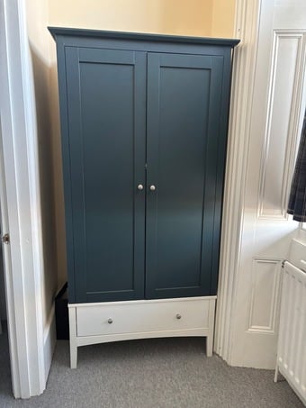 Elegant Blue 2-Door Wardrobe with Shelf & Drawer (Like New)