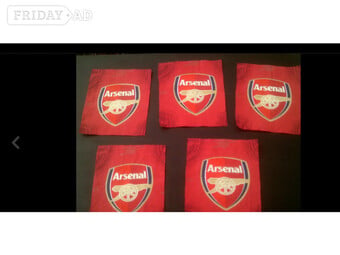 The Gunners patchwork pieces X5, each 5" X 6".
