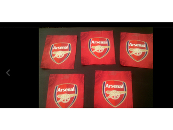 The Gunners patchwork pieces X5, each 5" X 6".