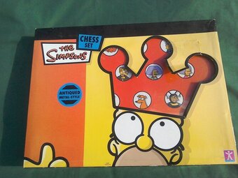 The Simpsons Chess Set, (Antiqued Metal-Style).