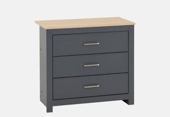 Portland 3 Drawer Chest - Grey/Oak Effect