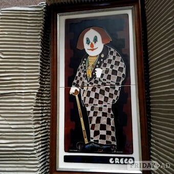 COLLECTORS TILE 'MAJOLIC' 'MAW & CO'. GRECO FAMOUS CLOWN. BOXED 