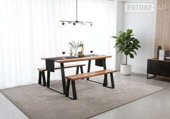 The Hebden Table (4 seater - 140 x 90cms) and 2 Bench Dining Set