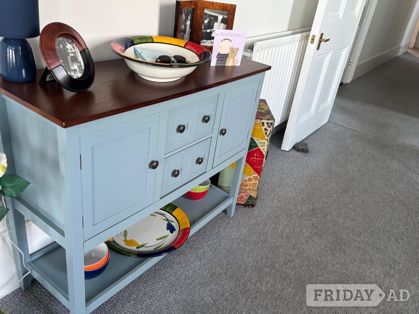 Elegant Sea-Blue Cabinet with Mahogany Wood Top (Exceptional) in Hastings