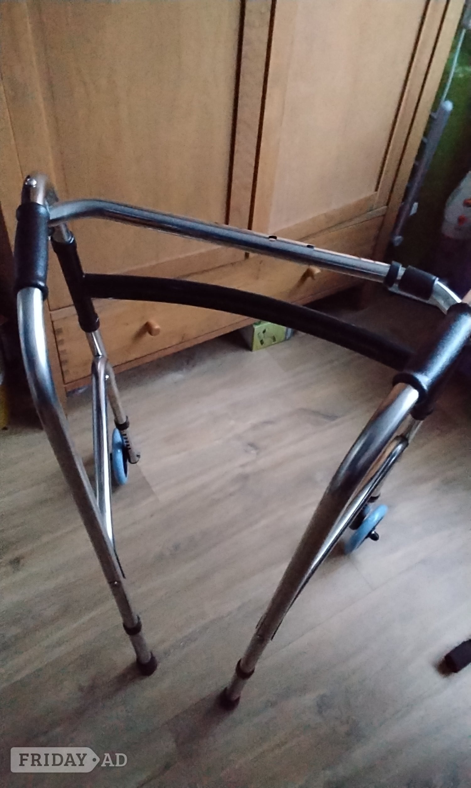 Zimmer frame height 33inches width 20 inches folds flat with seat
