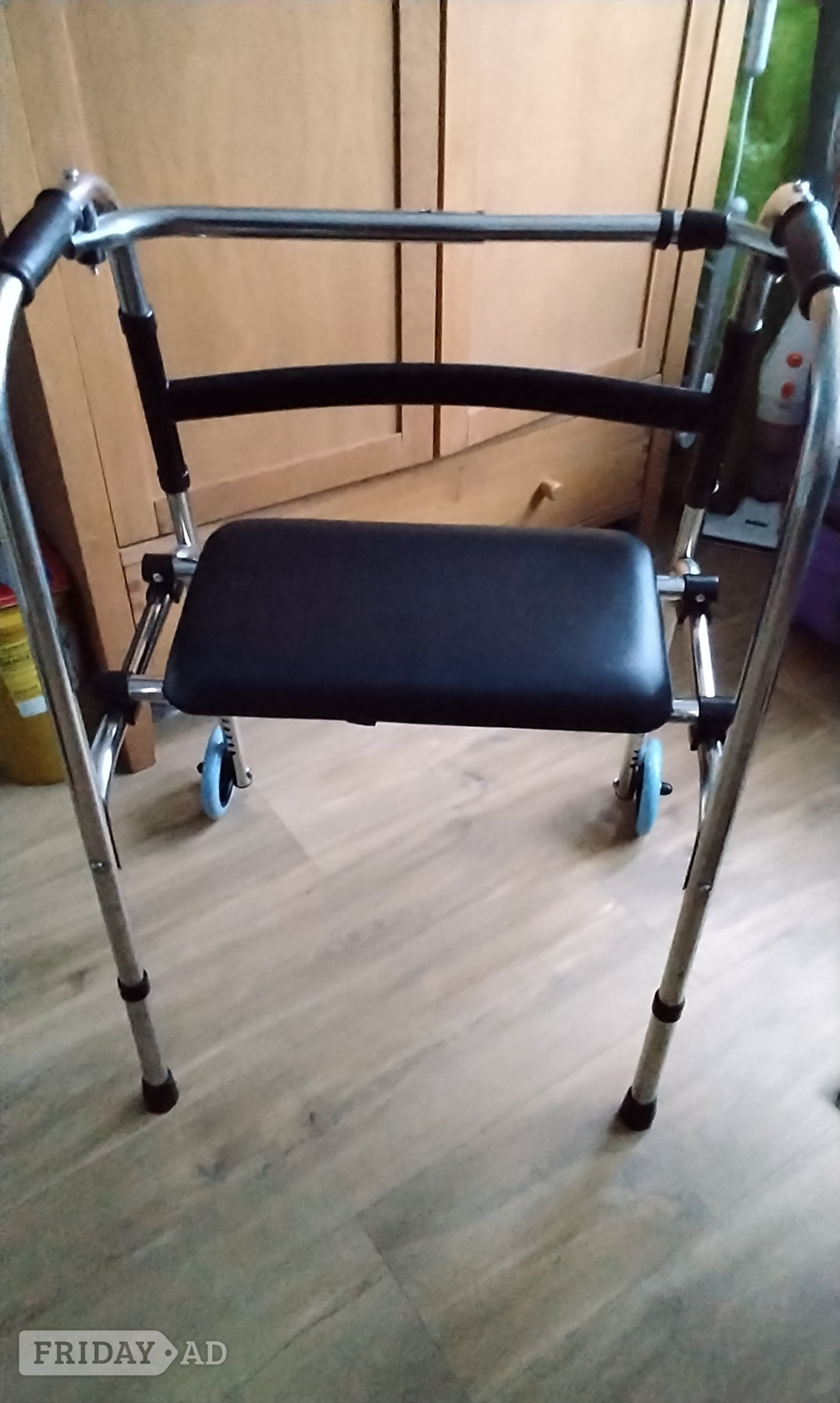 Eastbourne Zimmer frame height 33inches width 20 inches folds flat with seat