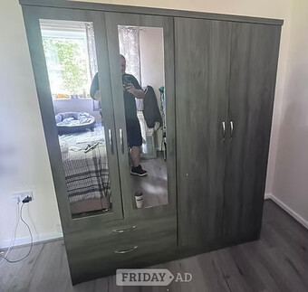 Nevada 4 door 2 drawer mirrored wardrobe 