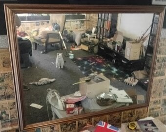Large Wooden Frame Wall Mirror – Good Condition