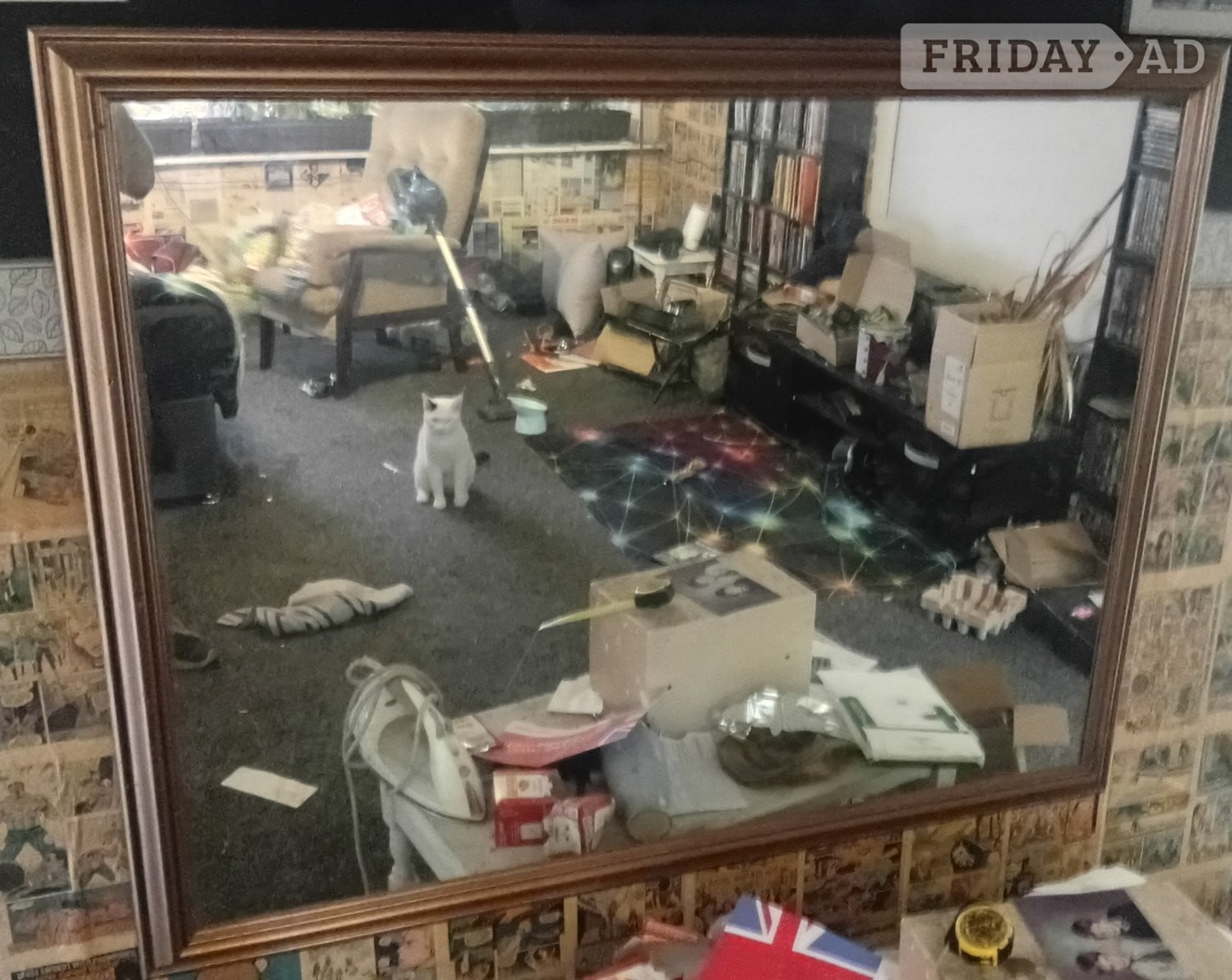Large Wooden Frame Wall Mirror – Good Condition in Worthing