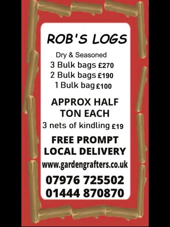 Robs Logs dry and seasoned hardwood logs & kindling