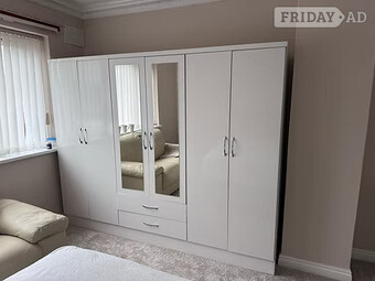 Nevada 6 door 2 drawer mirrored wardrobe 