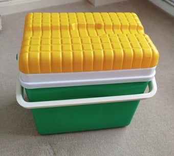 Picnic Coolbox and plates, bowls, cups, cutlery