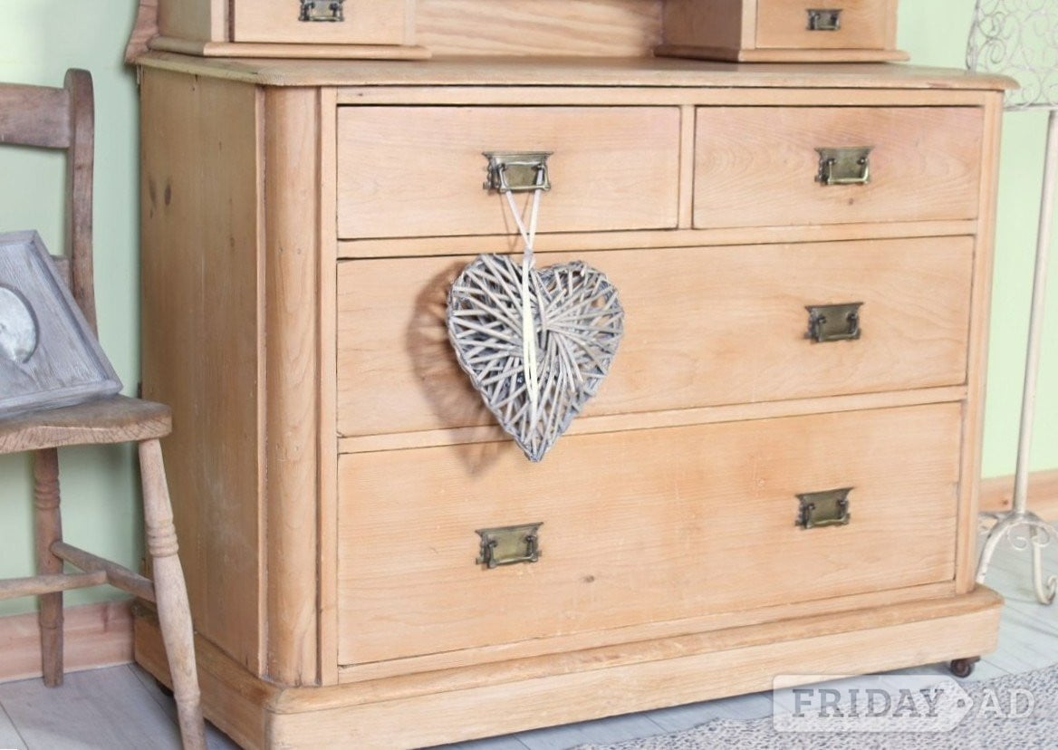 Hailsham Delivery Options - Unique Antique Pine Dressing Table & Mirror