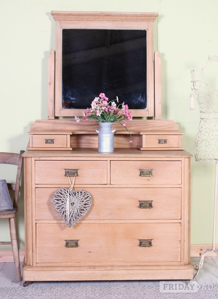 Delivery Options - Unique Antique Pine Dressing Table & Mirror - Furniture in Hailsham