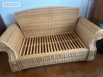 Cane  settee 90cm depth x 260cm long x 90cm height