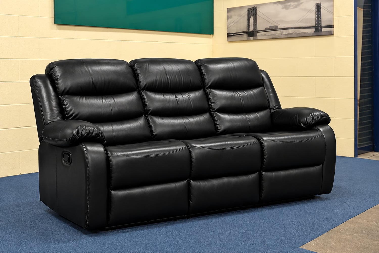 3+2 leather recliner sofa set with cup holders for sale  