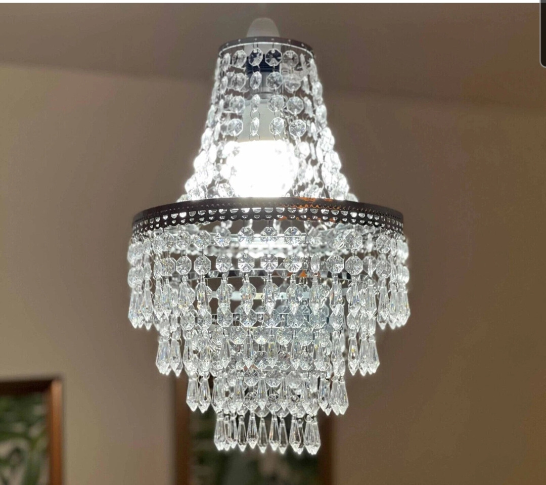 Terry Chrome Frame Clear Acrylic Droplet Chandelier Ceiling Light - Lighting