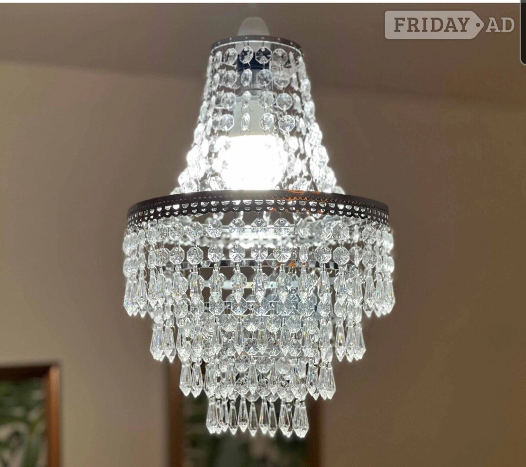 Terry Chrome Frame Clear Acrylic Droplet Chandelier Ceiling Light - Lighting