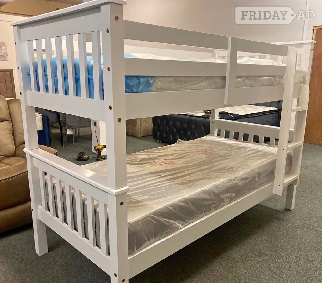White Wooden Single Bunk Bed in Peterborough