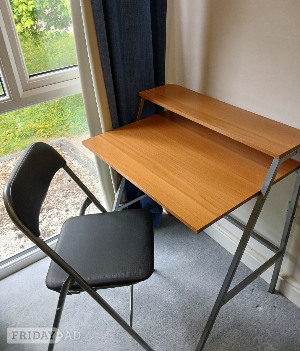 Office desk and folding chair in Gillingham