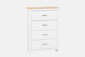 Portland 4 Drawer Chest - White/Oak Effect