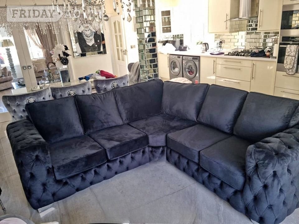 🖤Luxury Black Chesterfield 5x Seater Corner Sofa [brand New]📢