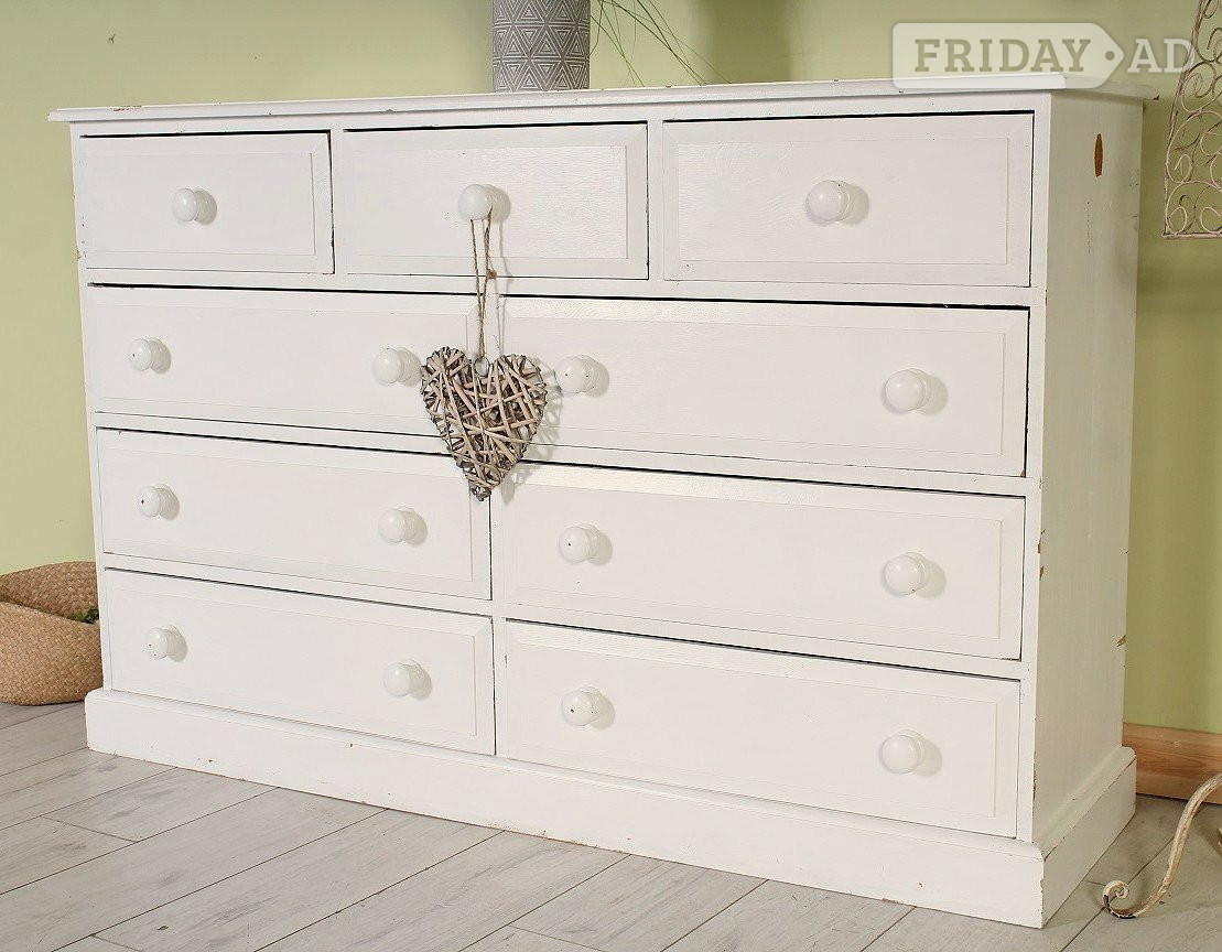 Delivery Options Huge 9 Drawer Shabby Chic Pine Chest Of Drawers in Hailsham