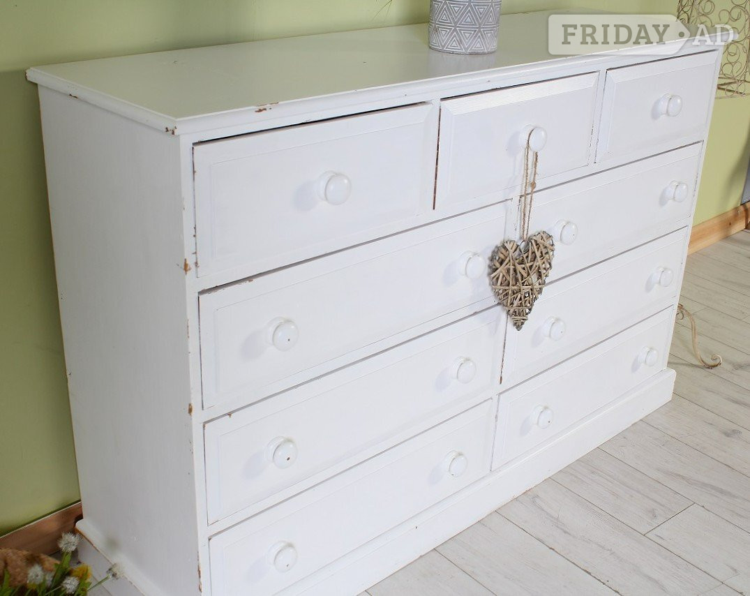 Delivery Options Huge 9 Drawer Shabby Chic Pine Chest Of Drawers - Furniture in Hailsham