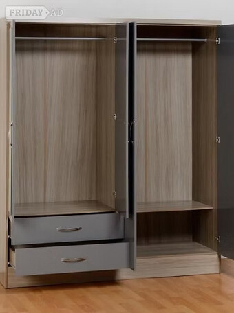 Nevada 3 door 2 drawer mirrored wardrobe 