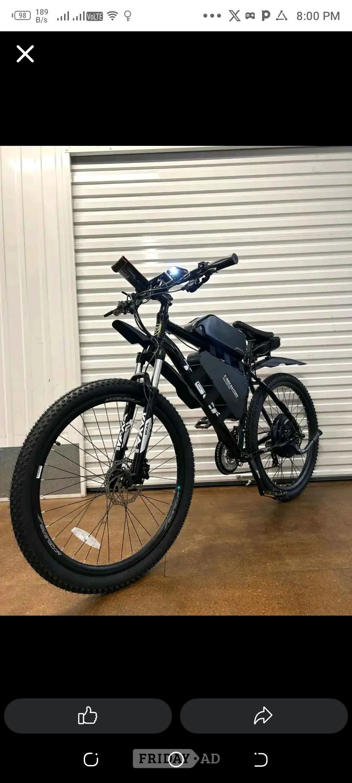 black electric mountain bike (e-bike)