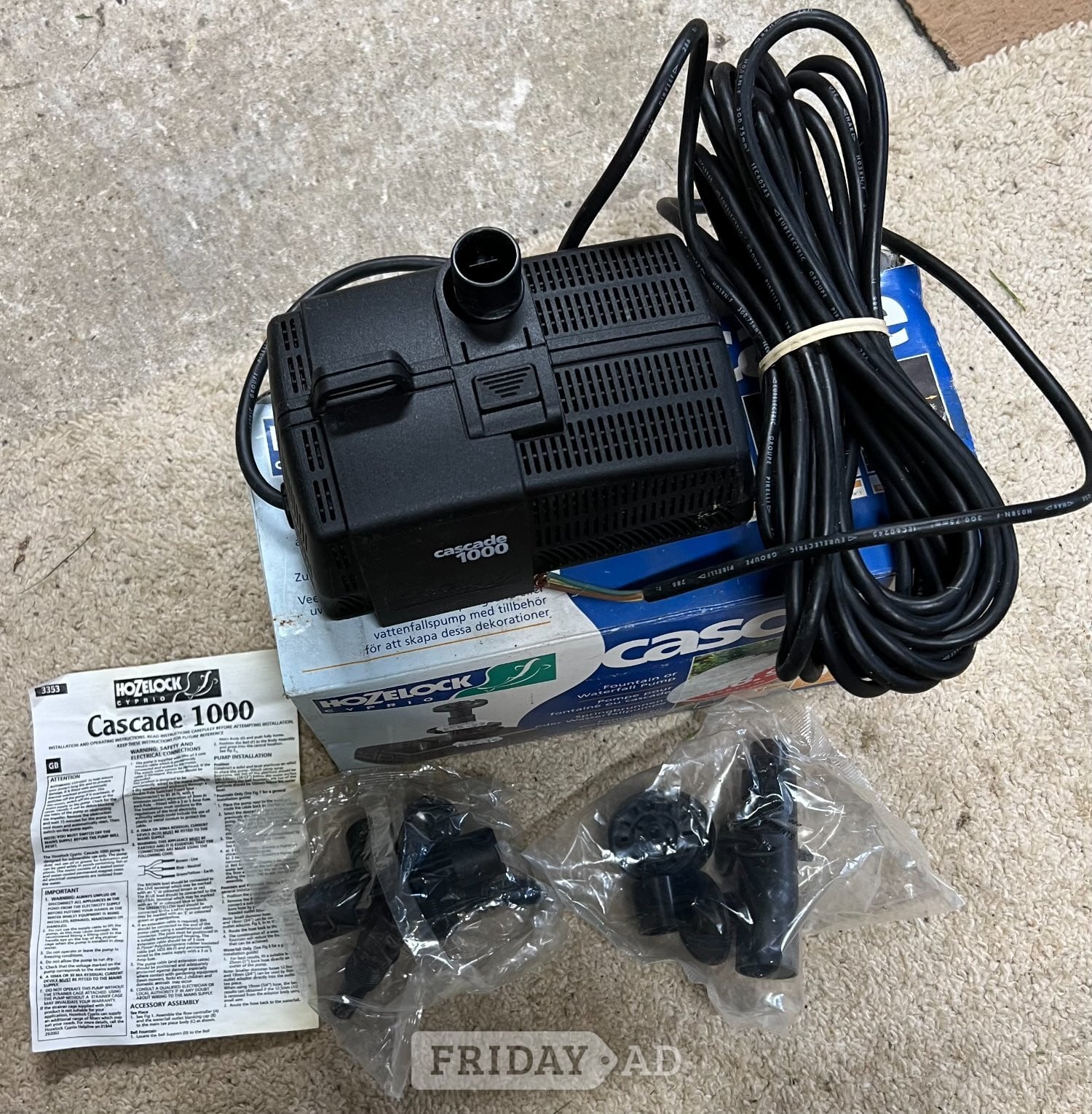 Hozelock Cascade Fountain & Waterfall Pump 1000