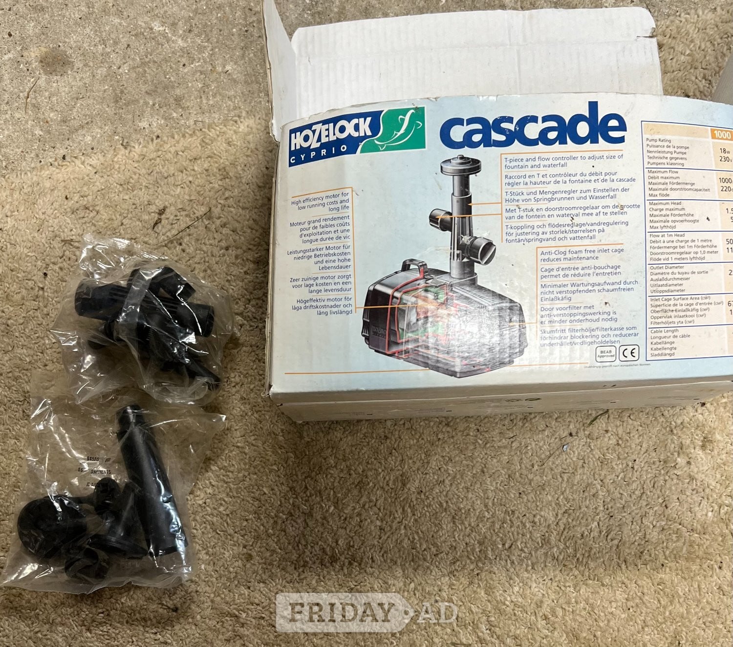 Crowborough Hozelock Cascade Fountain & Waterfall Pump 1000