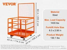 FORKLIFT TRACTOR PLATFORM LIFT SAFETY CAGE & SAFETY HARNESS - DIY