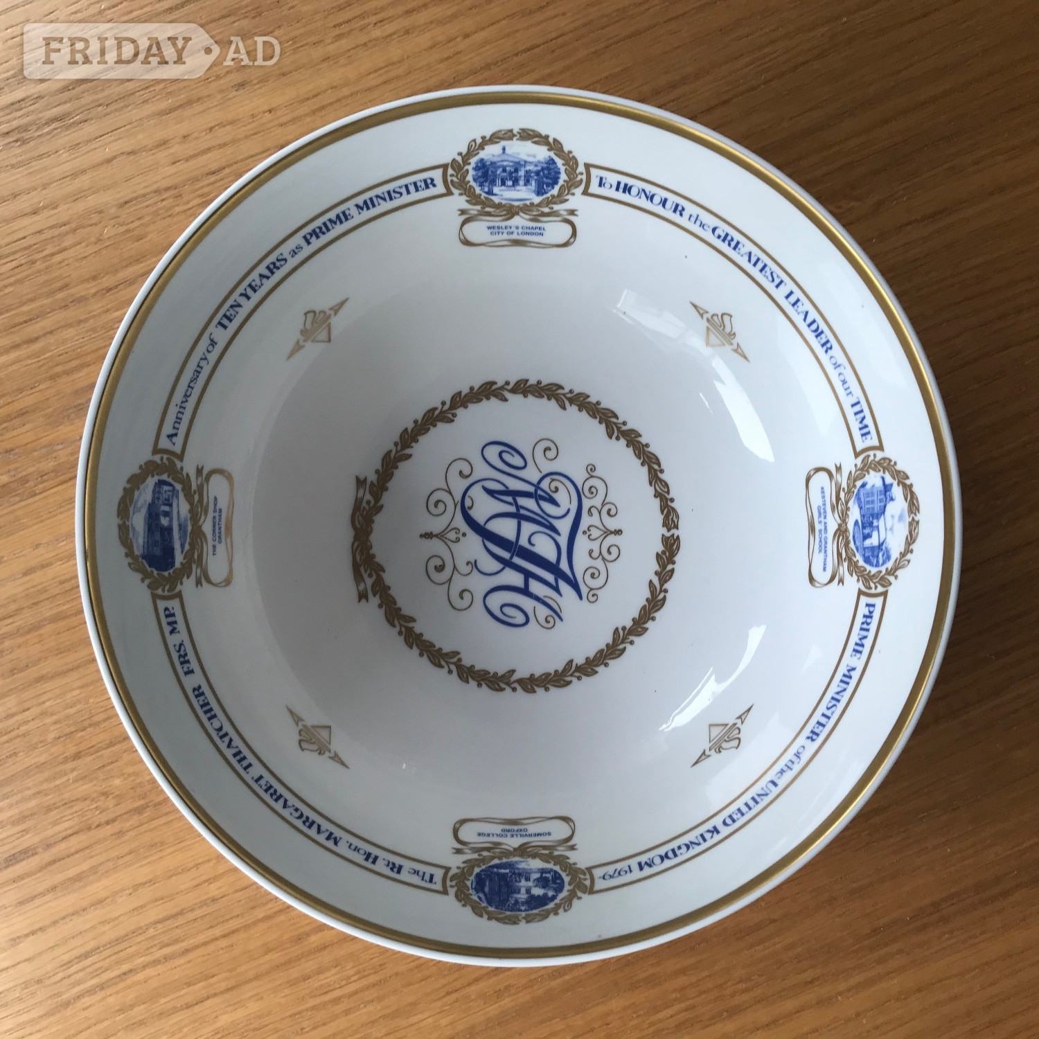Royal Worcester fine bone china bowl. Margaret Thatcher Ld Ed 