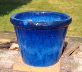 Large Blue Ceramic Plant Pot