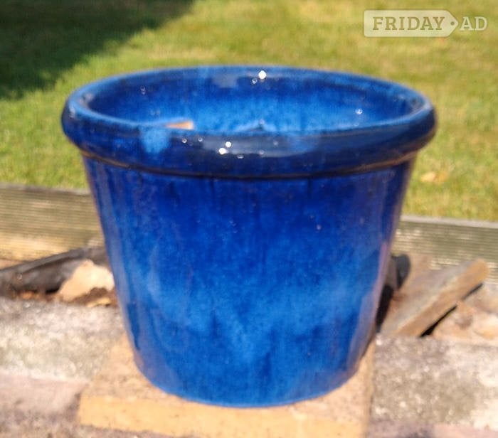 Large Blue Ceramic Plant Pot in St. Austell