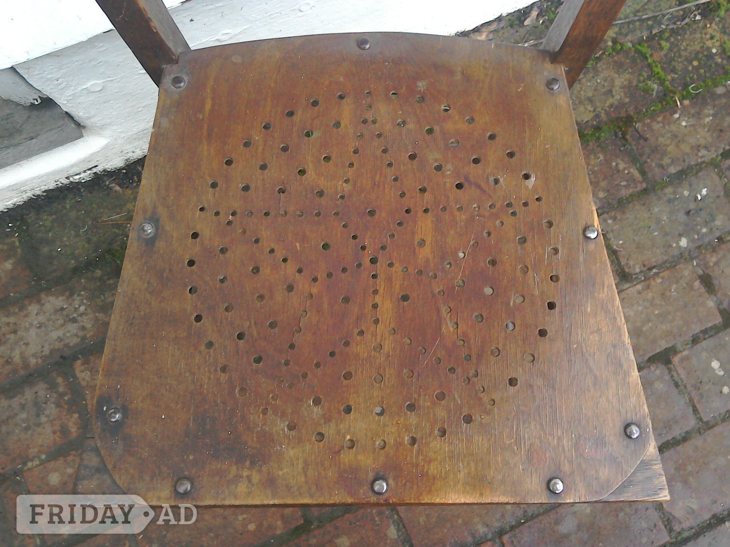 Bedroom/Hall Chair, patterned seat, wooden.